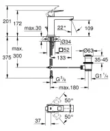 Смеситель для умывальника Grohe Eurocube M-Size, с донным клапаном, темный графит (23445AL0) Фото - 2