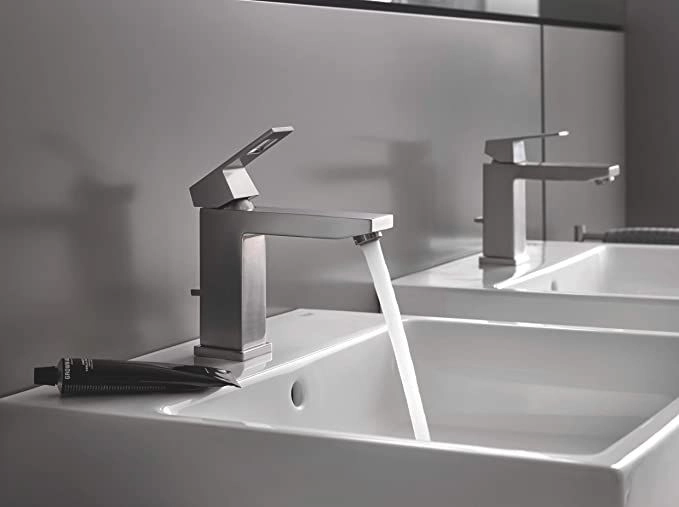 Змішувач для умивальника Grohe Eurocube M-Size, з донним клапаном, сталь (23445DC0) Фото - 3
