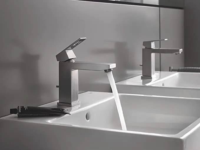 Смеситель для умывальника Grohe Eurocube M-Size, с донным клапаном, сталь (23445DC0) Фото - 3