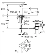 Змішувач для умивальника Grohe Eurocube M-Size, з донним клапаном, сталь (23445DC0) Фото - 2