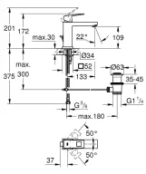 Смеситель для умывальника Grohe Eurocube M-Size, с донным клапаном, сталь (23445DC0) Фото - 2