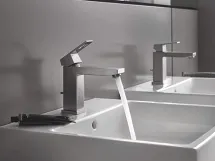 Смеситель для умывальника Grohe Eurocube M-Size, с донным клапаном, сталь (23445DC0) Фото - 3