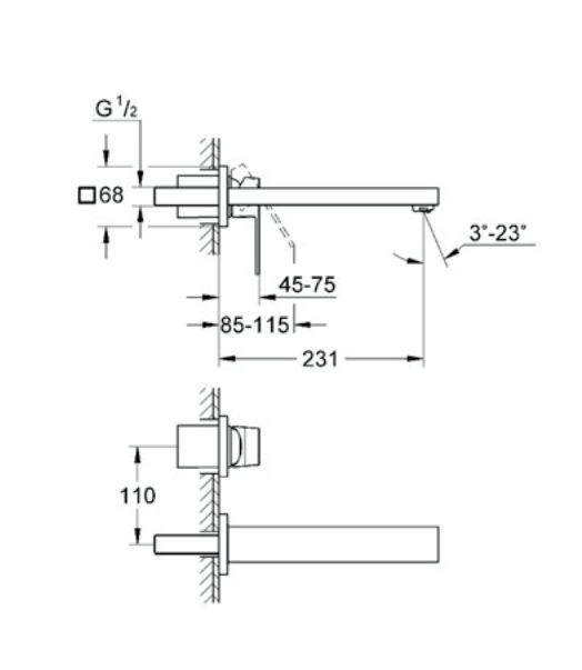 Смеситель для умывальника Grohe Eurocube M-size (23447000) Фото - 2