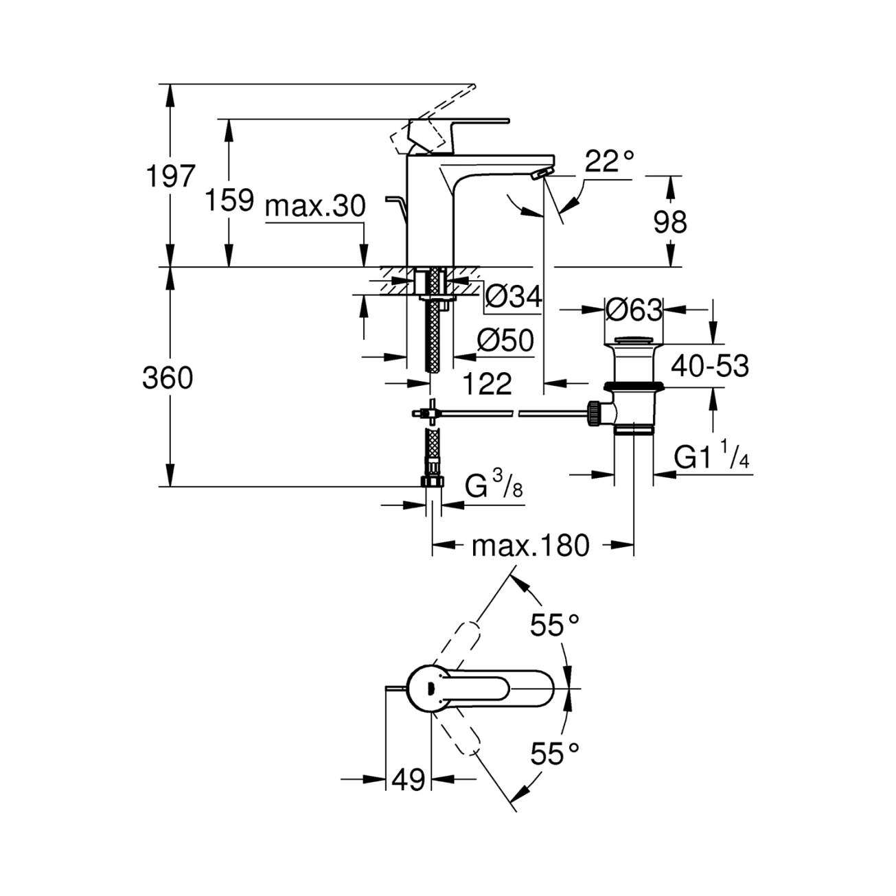 Змішувач для раковини Grohe QuickFix Get M-Size 23454000 Фото - 1