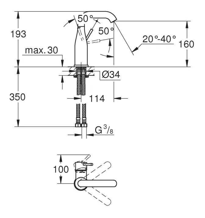 Смеситель для умывальника Grohe Essence New M-Size, хром (23463001) Фото - 1