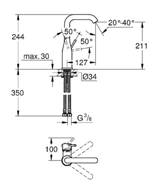 Смеситель для умывальника Grohe Essence New L-Size, хром (23541001) Фото - 1