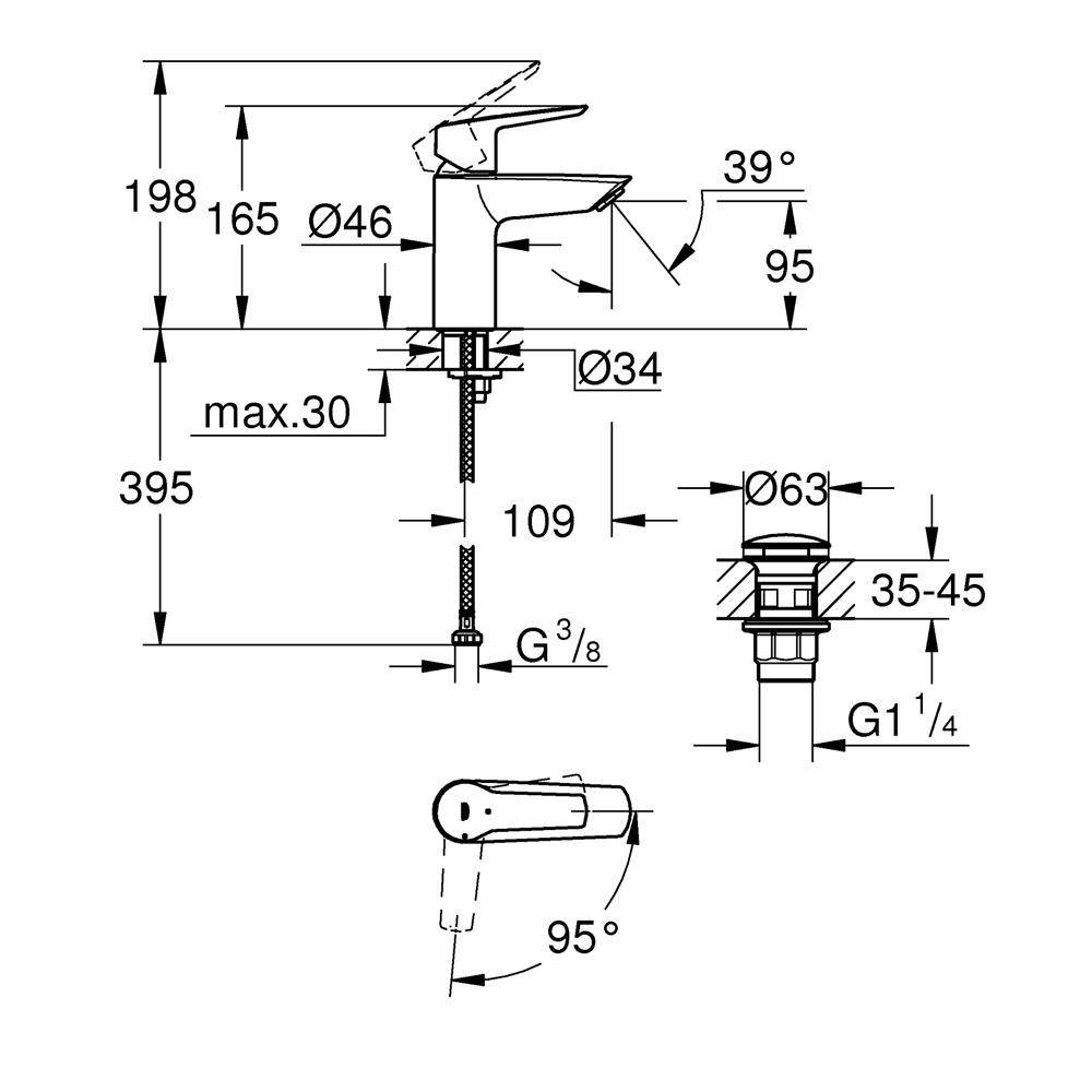 Змішувач для раковини Grohe QuickFix Start S-Size 235512432 Фото - 1