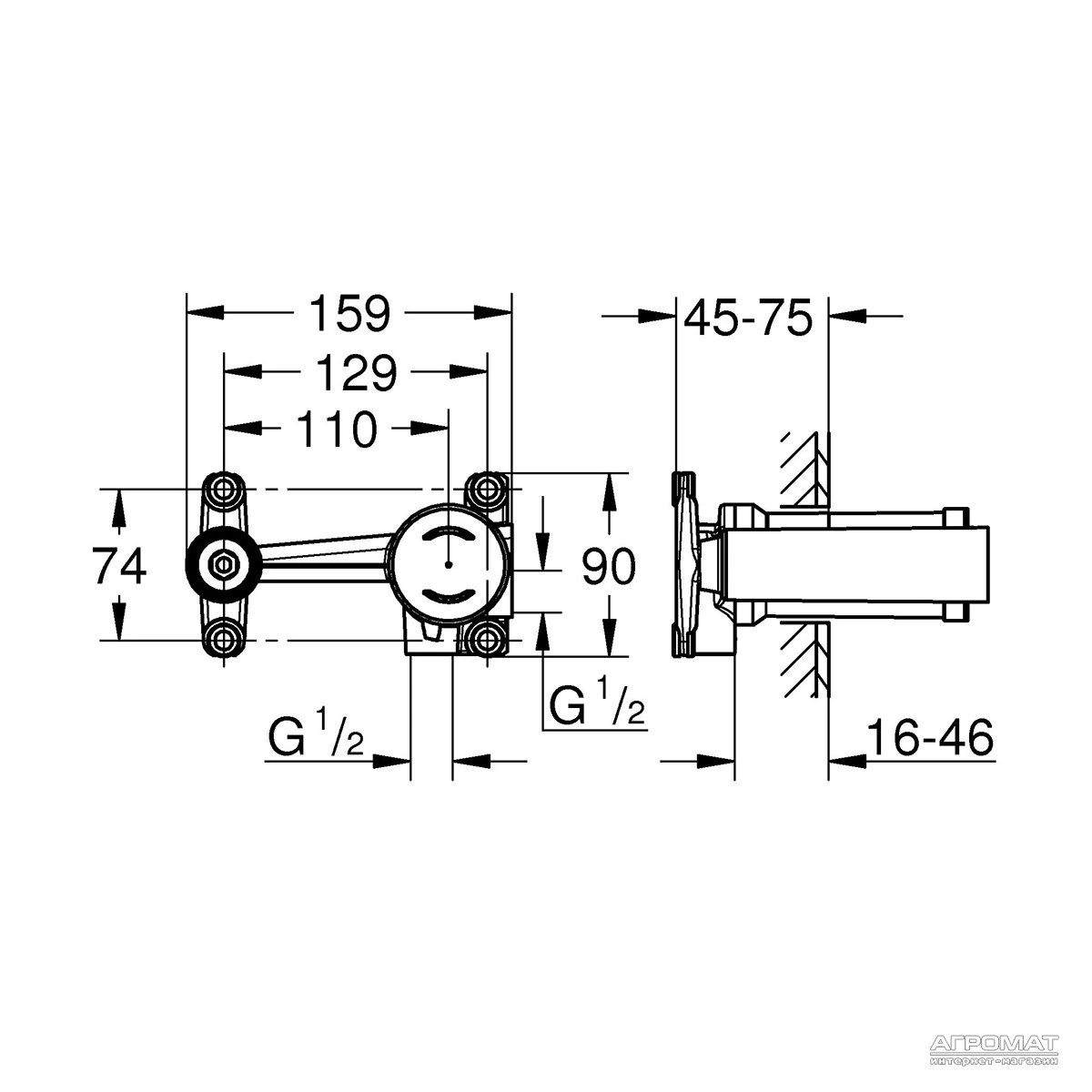 Вбудована частина змішувача Grohe Lineare New (23571000) Фото - 1