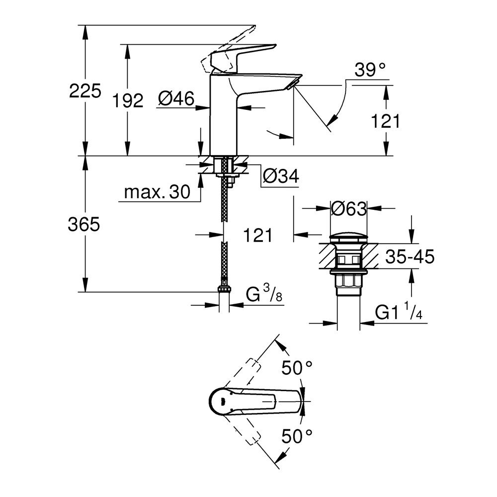 Змішувач для раковини Grohe QuickFix Start M-Size 235752432 Фото - 1