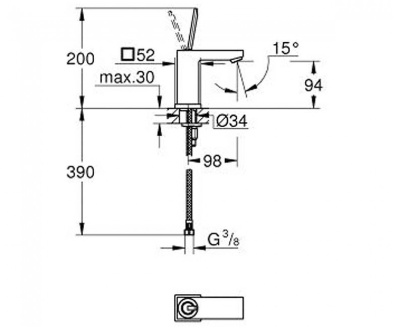 Смеситель для умывальника Grohe EuroCube Joy S-Size, хром (23656000) Фото - 1