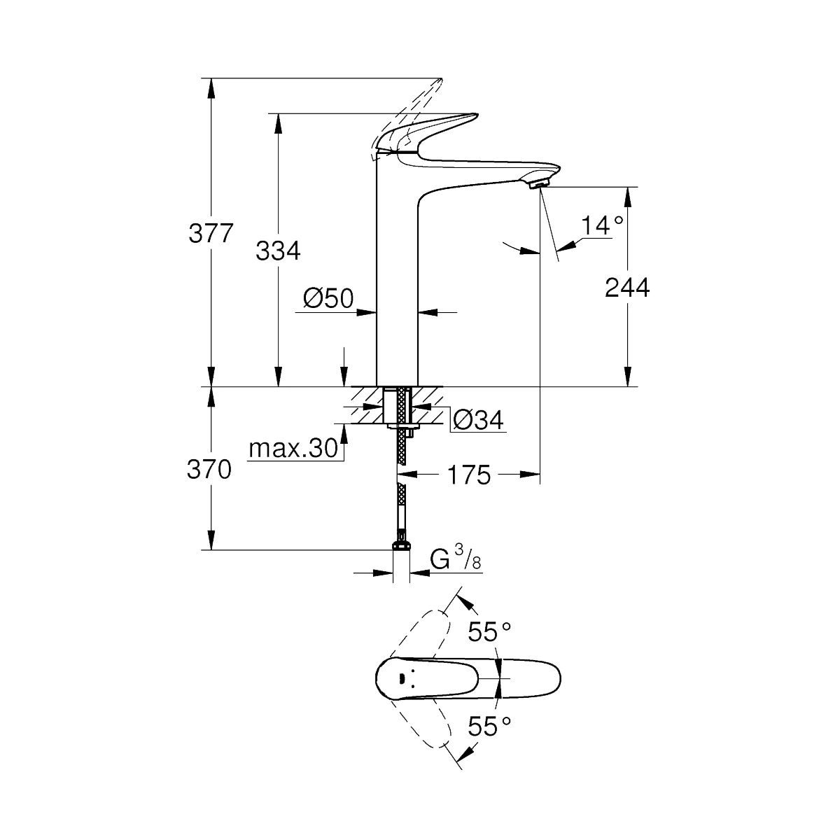 Змішувач для раковини Grohe Eurostyle New (23719003) Фото - 1