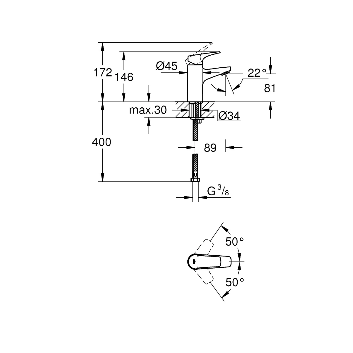 Змішувач для раковини Grohe Bau Flow (23752000) Фото - 1