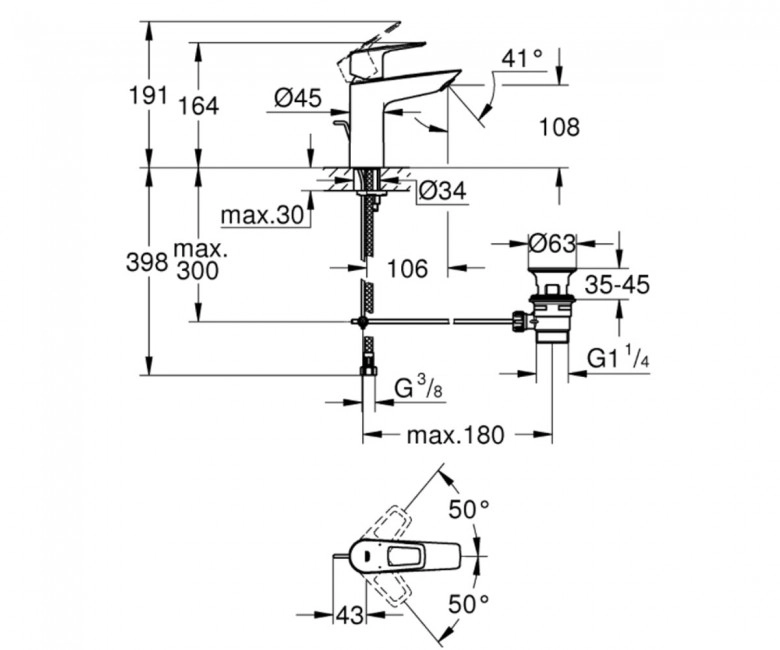 Смеситель для умывальника Grohe BauLoop New M-Size с донным клапаном, хром, замена арт. 23762000 (23762001) Фото - 1