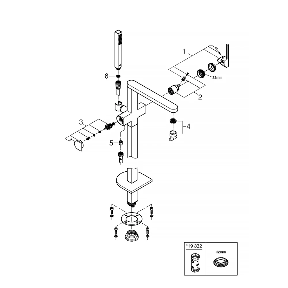 Змішувач для ванни підлоговий Grohe Plus, хром (23846003) Фото - 2