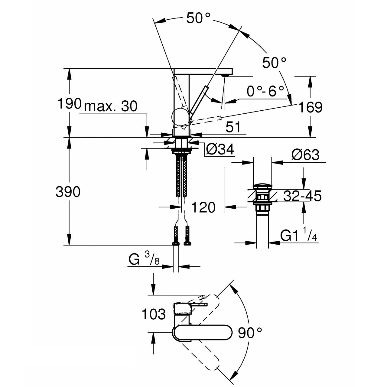 Смеситель для умывальника Grohe Plus M-Size, хром (23872003) Фото - 1