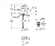 Смеситель для раковины Grohe BauLoop New S-Size с донным клапаном, хром (23883001) Фото - 1