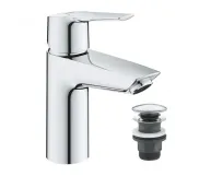 Смеситель для умывальника Grohe Eurosmart New однорычажный, нажимной донный клапан, S-Size, хром (23922003)