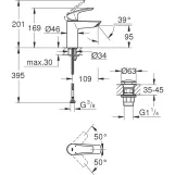 Смеситель для умывальника Grohe Eurosmart S-размер черный матовый (239222433) Фото - 4