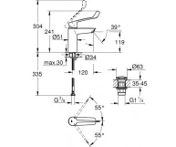 Змішувач для умивальника Grohe Eurosmart New одноважільний, хром (23983003) Фото - 1