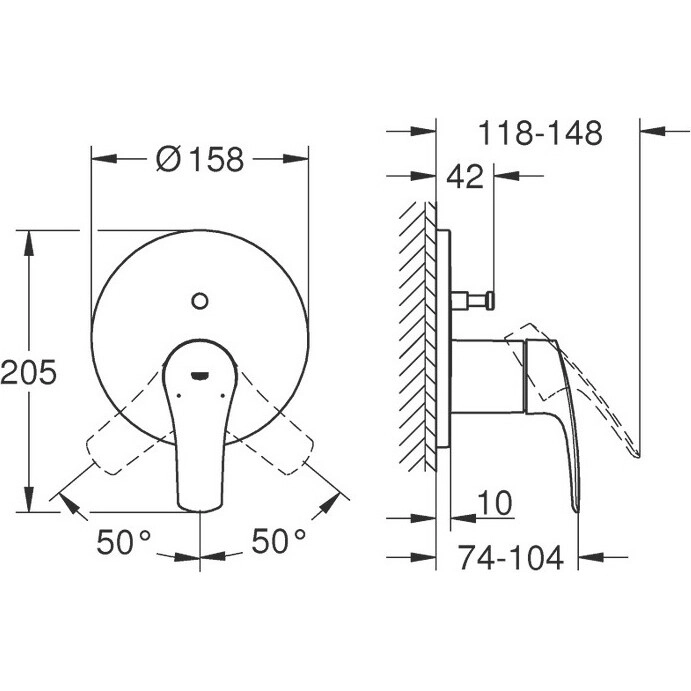 Зовнішня частина змішувача прихованого монтажу для ванни Grohe Eurosmart Chrome (24043003) Фото - 4