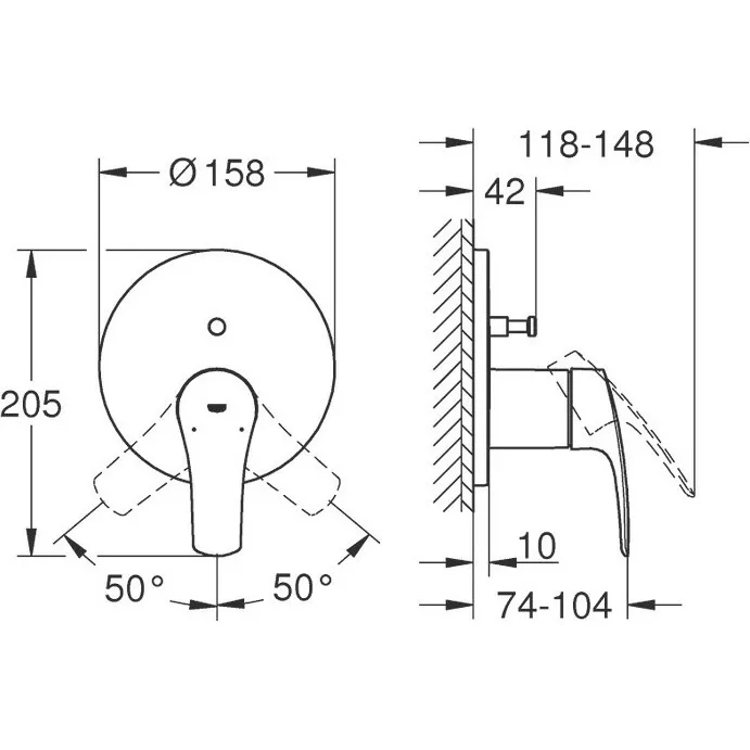 Наружная часть смесителя скрытого монтажа для ванны Grohe Eurosmart Chrome (24043003) Фото - 4