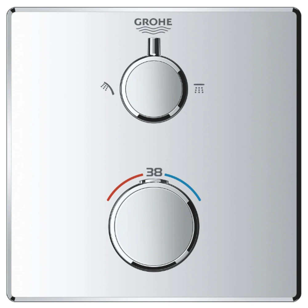 Змішувач прихованого монтажу для душу Grohe Grohtherm Thermostatic з термостатом, хром (24079000) Фото - 3