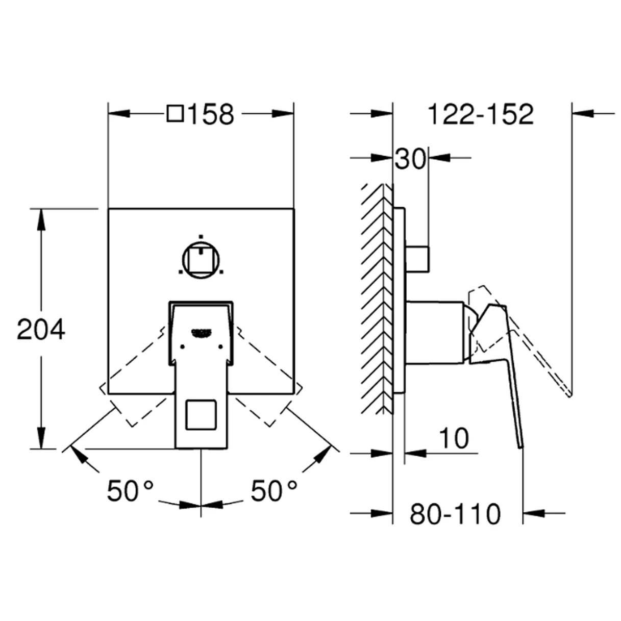 Змішувач для ванни Grohe Eurocube (24094000) Фото - 3