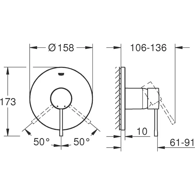 Змішувач для душу прихованого монтажу Grohe Essence New графіт (24168AL1) Фото - 3