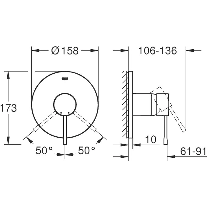 Змішувач для душу прихованого монтажу Grohe Essence New золото (24168GL1) Фото - 3