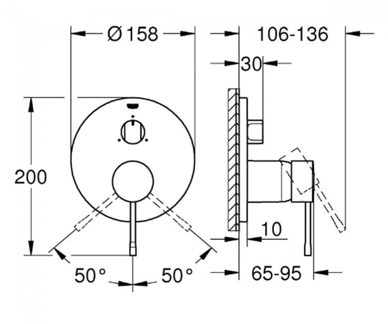 Змішувач одноважільний Grohe Essence з триходовим перемикачем, brushed hard graphite (24169AL1) Фото - 1