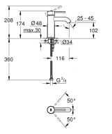 Змішувач для умивальника Grohe Essence New S-Size, хром (24172001) Фото - 2