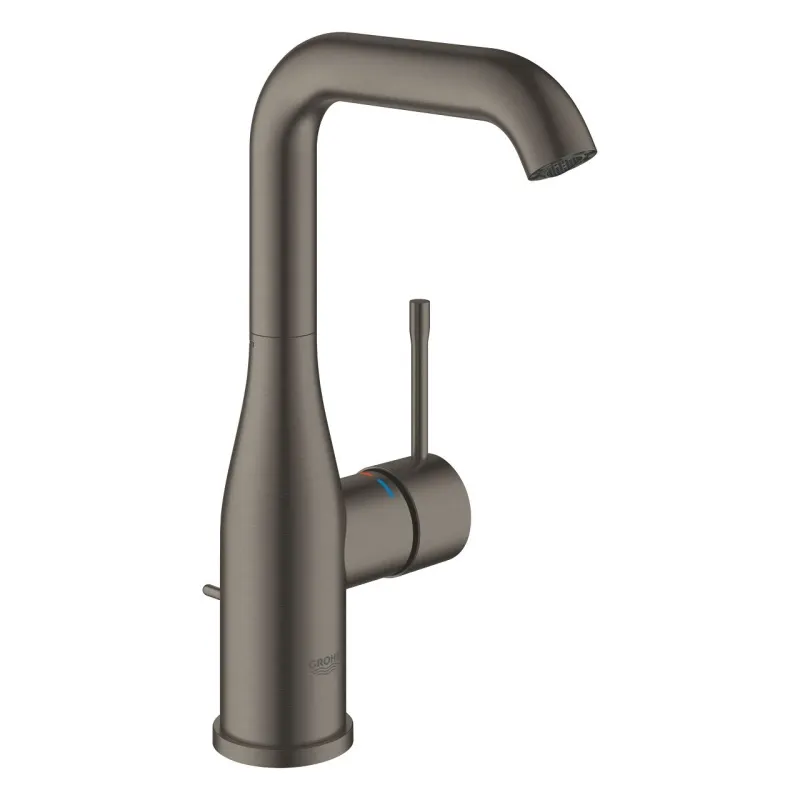 Смеситель для умывальника Grohe Essence New L-Size с донным клапаном, brushed hard graphite (24174AL1)