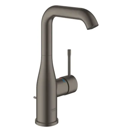 Змішувач для умивальника Grohe Essence New L-Size з донним клапаном, brushed hard graphite (24174AL1)