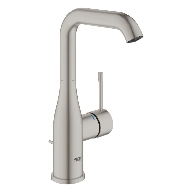 Смеситель для умывальника Grohe Essence New L-Size с донным клапаном, supersteel (24174DC1)