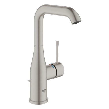 Змішувач для умивальника Grohe Essence New L-Size з донним клапаном, supersteel (24174DC1)