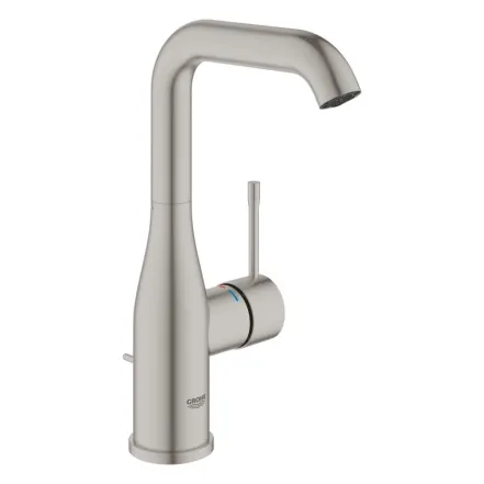 Змішувач для умивальника Grohe Essence New L-Size з донним клапаном, supersteel (24174DC1)