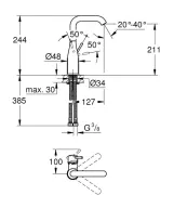 Змішувач для умивальника Grohe Essence New L-Size, чорний матовий (24177KF1) Фото - 1