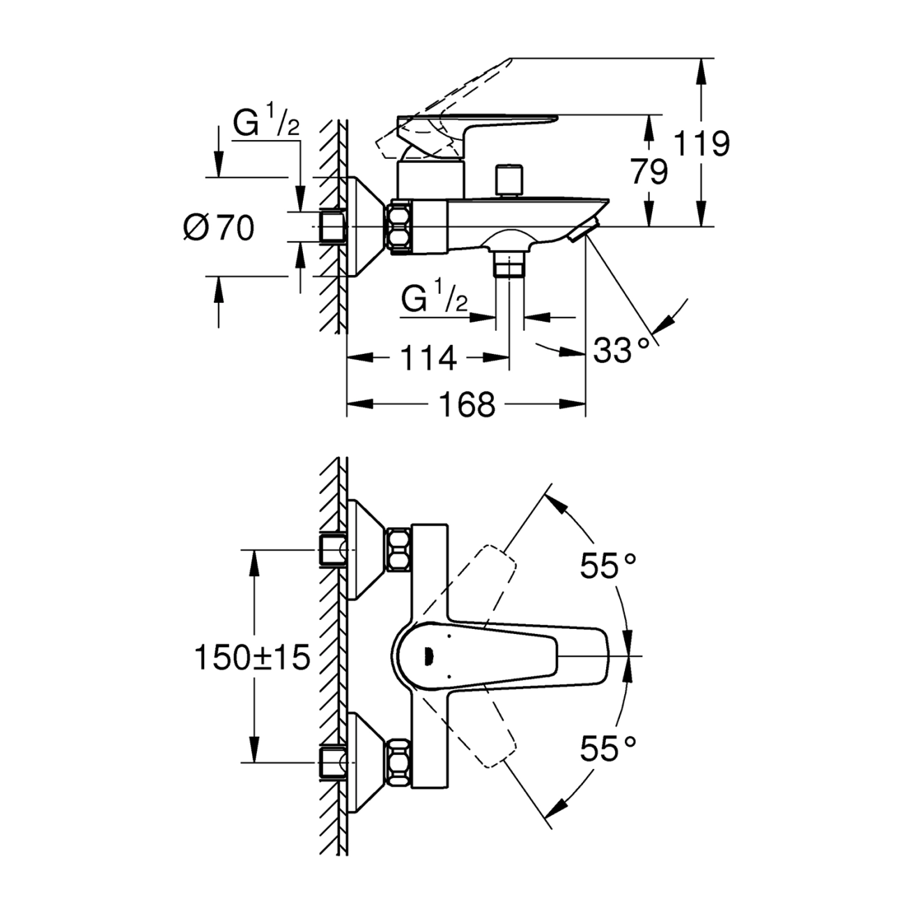 Смеситель для ванны Grohe QuickFix StartEdge 24198001 Фото - 1