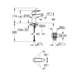 Смеситель для раковины Grohe QuickFix Start Edge S-Size 24199001 с донным клапаном Фото - 1