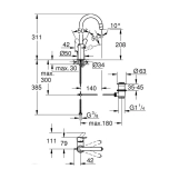 Смеситель для раковины Grohe QuickFix Start L-Size 242032432 с донным клапаном Фото - 1