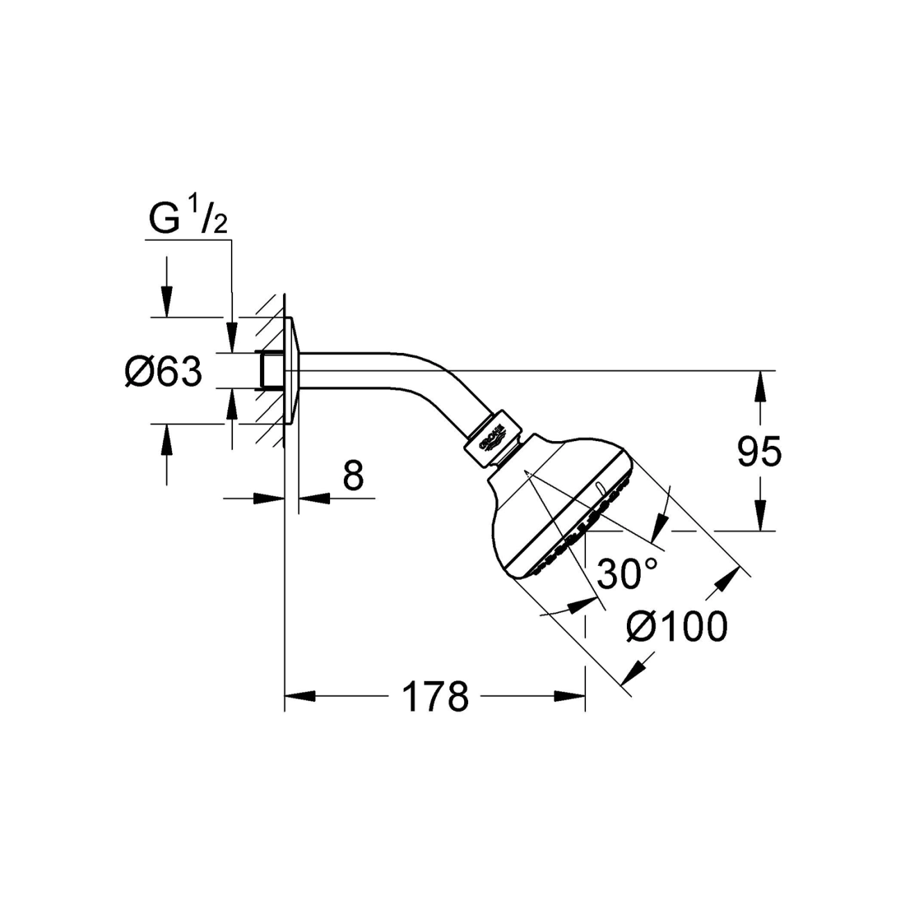 Лійка для верхнього душу Grohe New Tempesta 100 26088001 Фото - 1