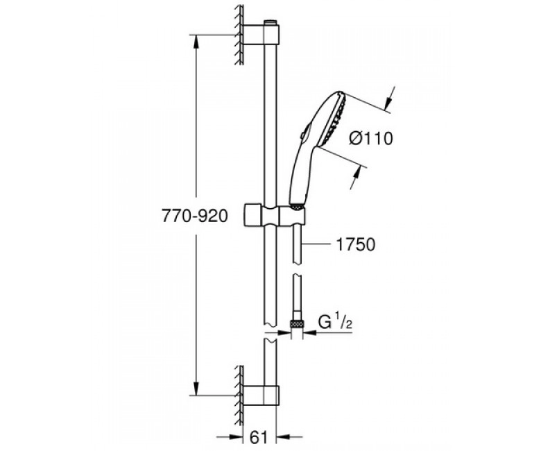 Душовий гарнітур Grohe Tempesta 110, 2 режими, хром (26163003) Фото - 1
