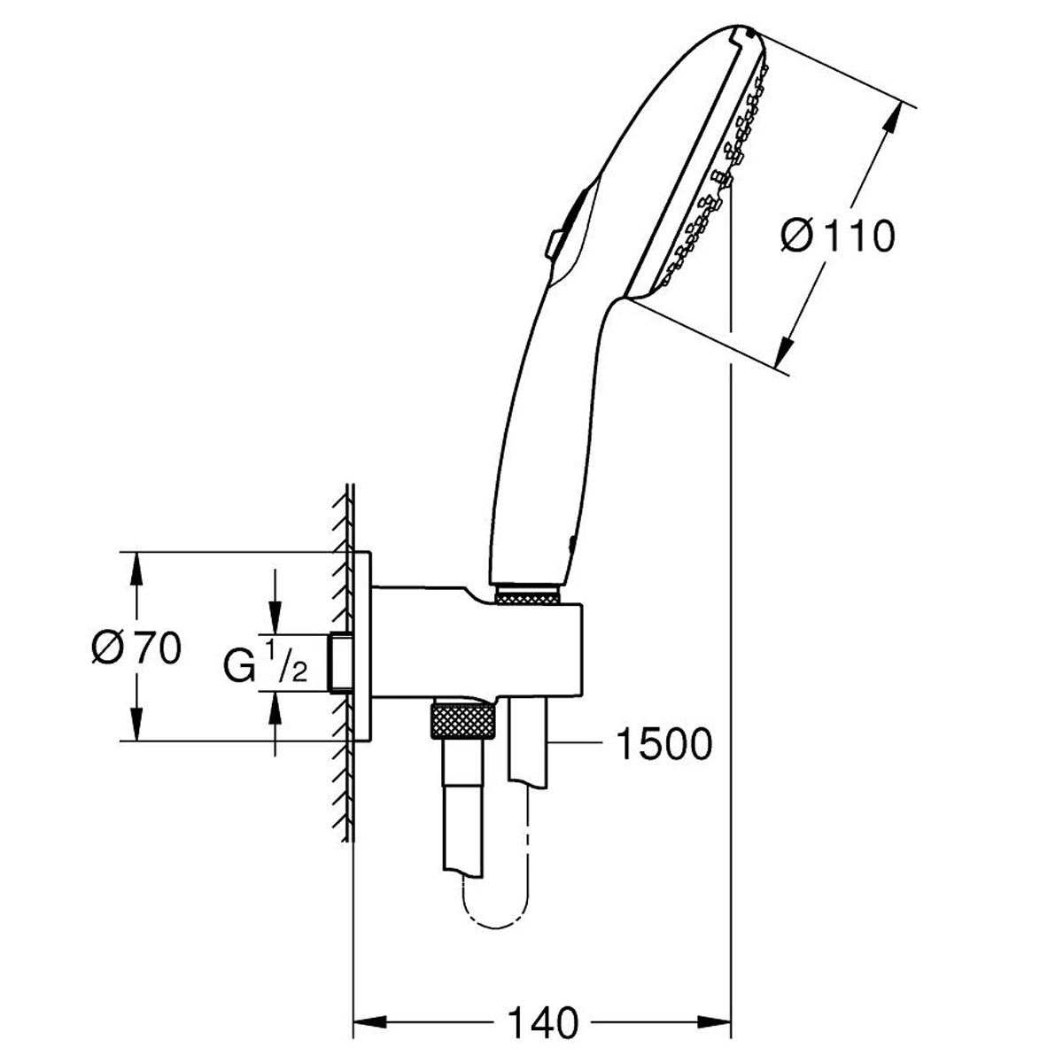Душовий набір Grohe Tempesta 2 режими струменю, чорний матовий 264062433 Фото - 1