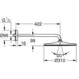 Верхний душ с кронштейном Grohe Rainshower 310 Mono, графит темный матовый 26558AL0 Фото - 3