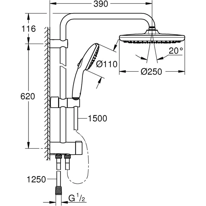 Душова система Grohe QuickFix Vitalio Start 250 266802431 Фото - 1