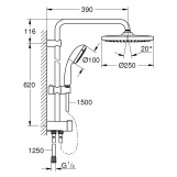Душова система Grohe QuickFix Vitalio Start System 250 26817000 Фото - 1