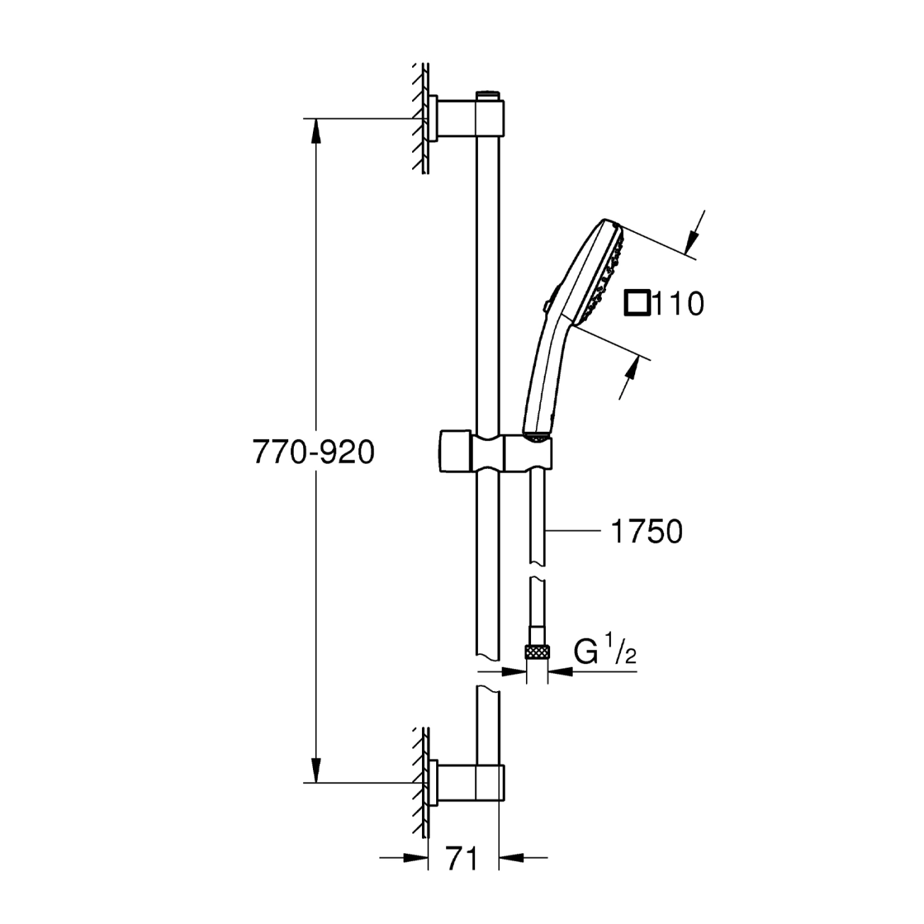 Душовий гарнітур Grohe QuickFix Vitalio Comfort 110 26932001 Фото - 1