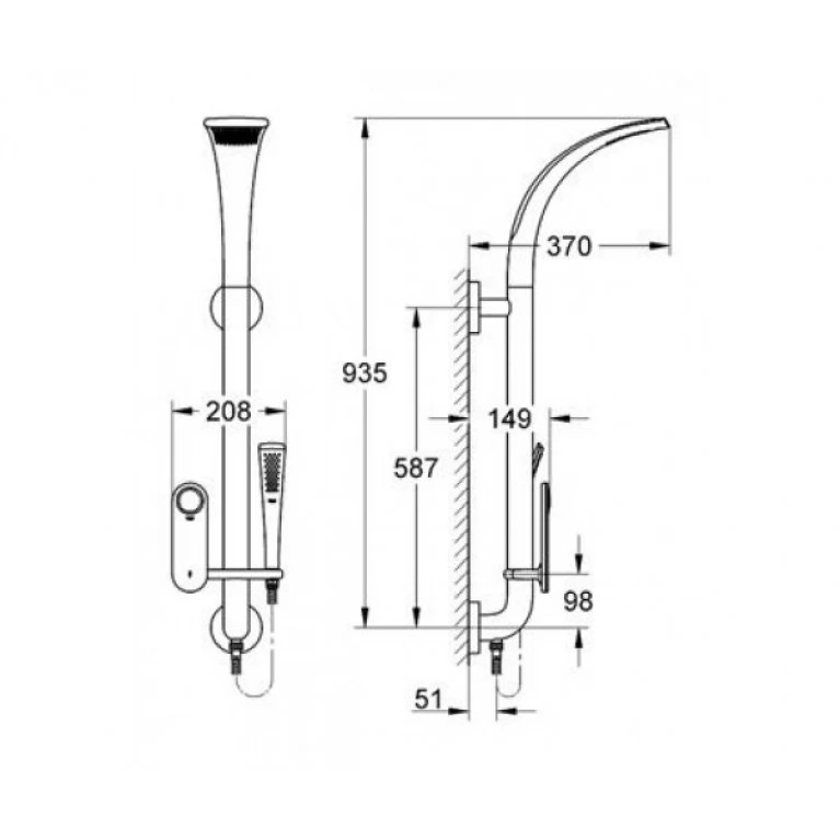 Душова система Grohe Ondus, електронна (чорний бархат) Фото - 1