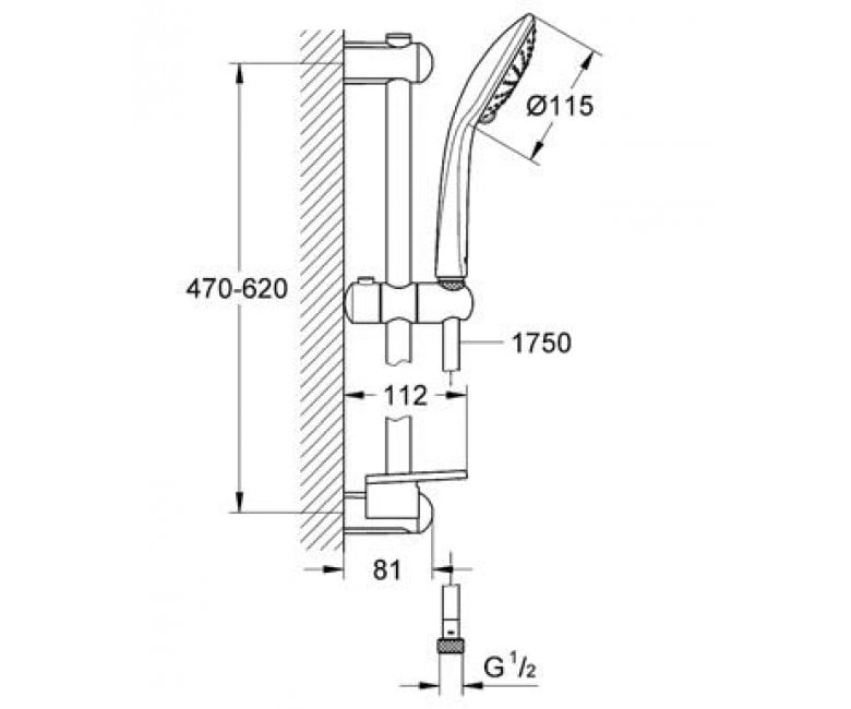 Душовий гарнітур Grohe Euphoria, штанга 60см (27230001) Фото - 1