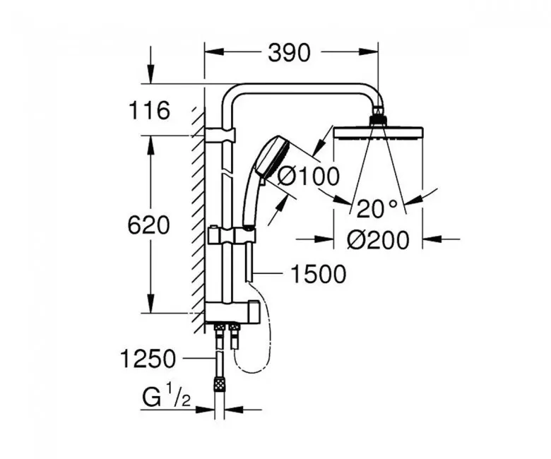 Душевая система с верхним душем и ручным душем Grohe New Tempesta Cosmopolitan (27394002) Фото - 1